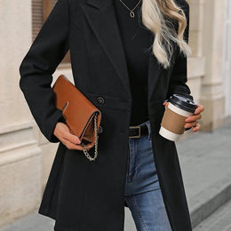 KissICON Black / UK 18 Elegant Curve Slimfit Coat