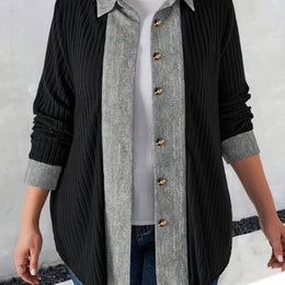 KissICON Black / UK 18 Elegant Curve V-Neck Cardigan