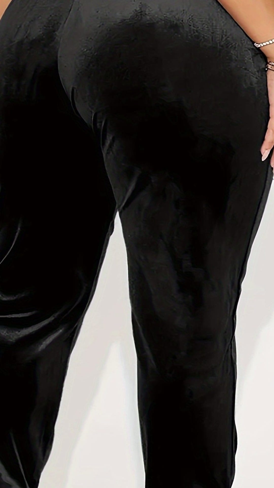jkthpu-45 Black / UK 18 Elegant Plus Size Stretchy Ribbed Winter Pants