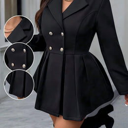jkthpu-45 Black / UK 18 Elegant Plus Size Tweed Blazer BritishInspired Formal  Office Style