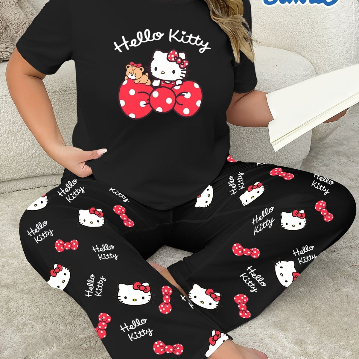 jkthpu-45 Black / UK 18 For Hello Kitty Women'S Pajama Set - Casual