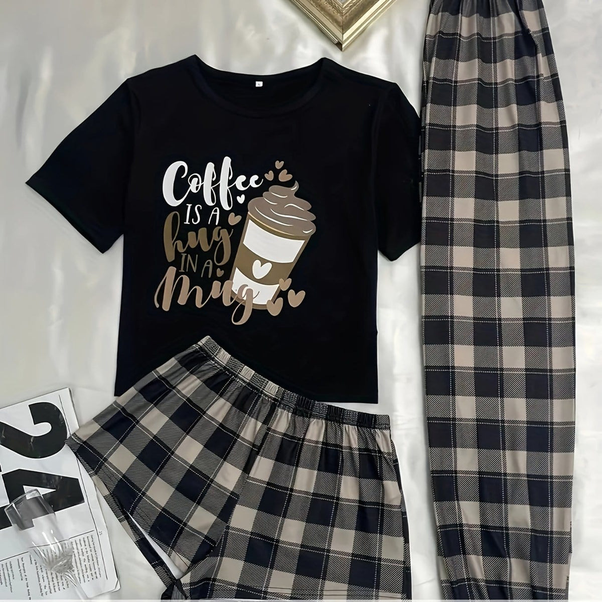 jkthpu-45 Black / UK 18 Ladies' Sweet Cartoon Loungewear Set - Casual, Comfortable