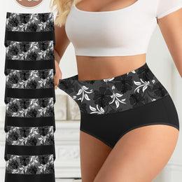 KissICON Black / UK 18 Miotan Curve Floral Tummy Control Highwaist Briefs – 6pack