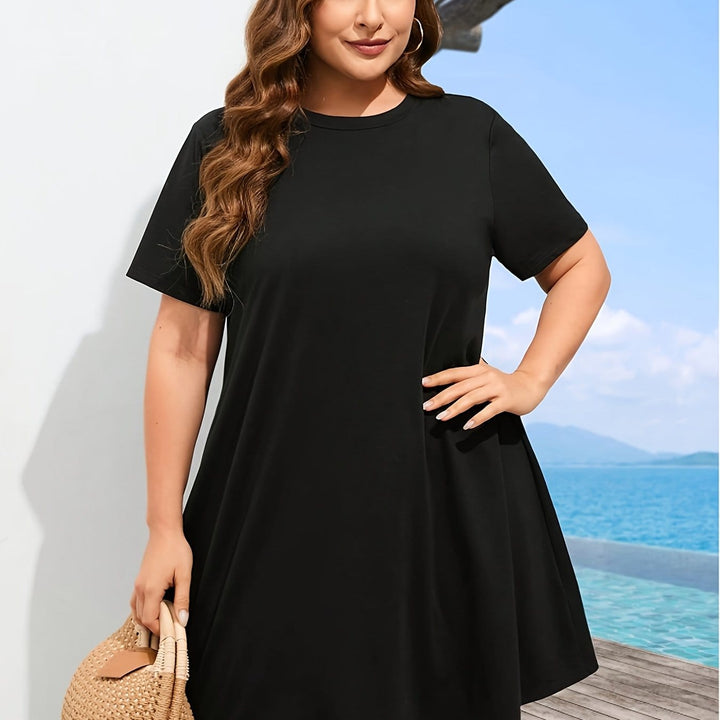 Plus Size Black Maxi TShirt Dress Casual Comfort