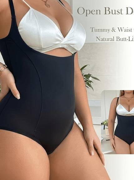 KissICON Shapewear Black / UK 18 Plus Size Butt Lift Tummy Control Bodysuit Shaper