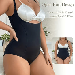 KissICON Shapewear Black / UK 18 Plus Size Butt Lift Tummy Control Bodysuit Shaper