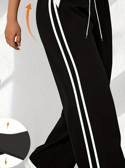 jkthpu-45 Black / UK 18 Plus Size HighWaisted Stretchy Joggers Maroon  White