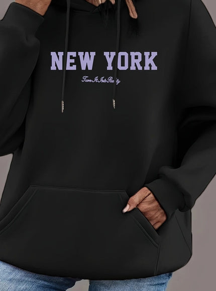 jkthpu-45 Black / UK 18 Plus Size Hooded Sweatshirt, Loose-Fitting Women'S Hoodie, Printed