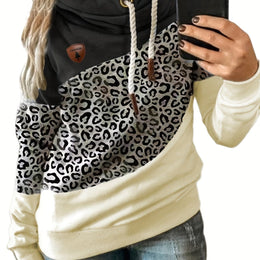 jkthpu-45 Black / UK 18 Plus Size Leopard Print Hoodie - Ultra-Comfortable Casual