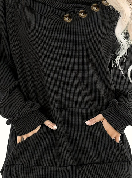 jkthpu-45 Black / UK 18 Plus Size Pile Lapel Button-Up Sweatshirt