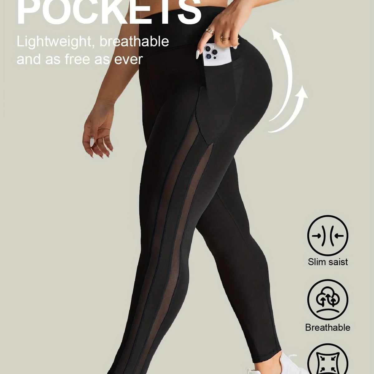 jkthpu-45 Black / UK 18 Plus Size - Plus Size Women'S High-Waisted Tight-Fit