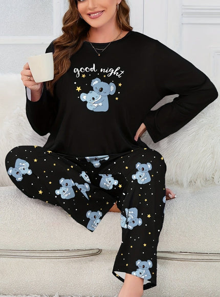 jkthpu-45 Black / UK 18 Plus Size Women'S Fashion Casual Wearable Pajama Set
