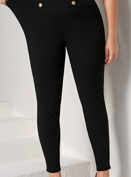 jkthpu-45 Black / UK 18 Plus Size - Women'S High-Waisted Skinny Pants -