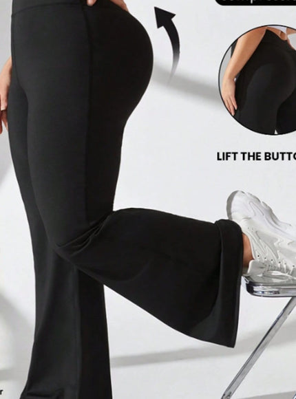 jkthpu-45 Black / UK 18 Plus Size, Women's High-Waisted Tummy Control Leggings -