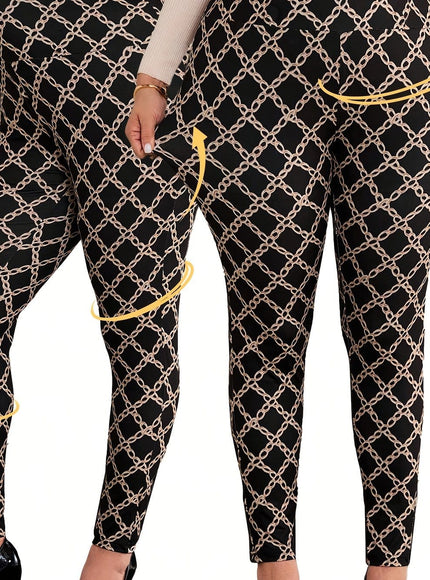 jkthpu-45 Black / UK 18 Plus Size - Women'S Plus Size Chain Print