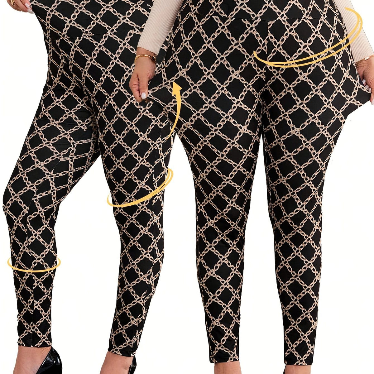 jkthpu-45 Black / UK 18 Plus Size - Women'S Plus Size Chain Print