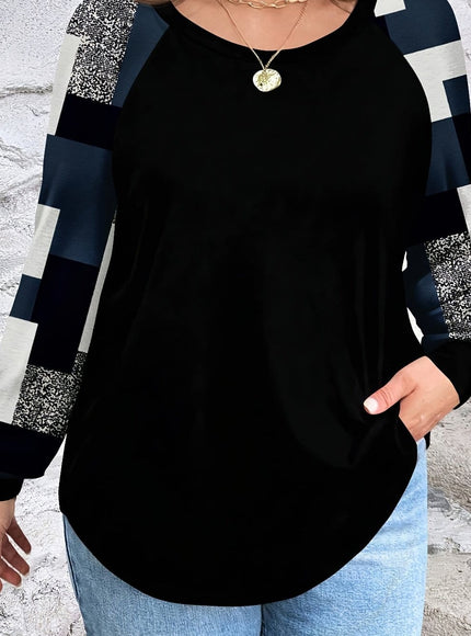 jkthpu-45 Black / UK 18 Plus Size, Women's Plus Size Elegant Oversized Geometric