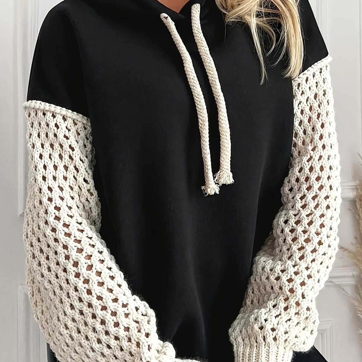 jkthpu-45 Black / UK 18 Plus Size, Women's Plus-Size Hoodie - Black &
