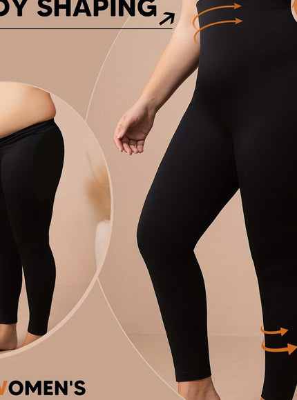 jkthpu-45 Black / UK 18 Women'S Plus Size High-Waisted Leggings - Black, Tummy