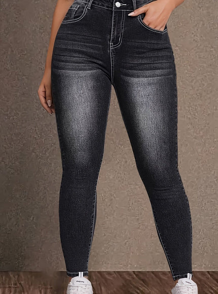 jkthpu-45 Black / UK 18 Women'S Plus Size High-Waisted Stretch Jeans - Non-See-Through