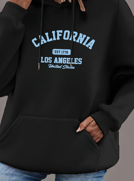 jkthpu-45 Black / UK 18 Women's Plus Size Oversized Hoodie with California Los