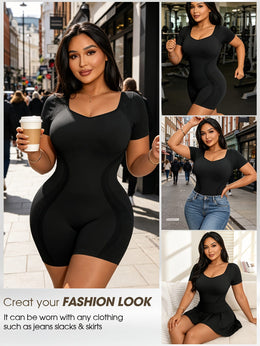 KissICON Shapewear Black / UK 24 Seamless Butt-Lifting Tummy Control Bodysuit for All-Day Confidence