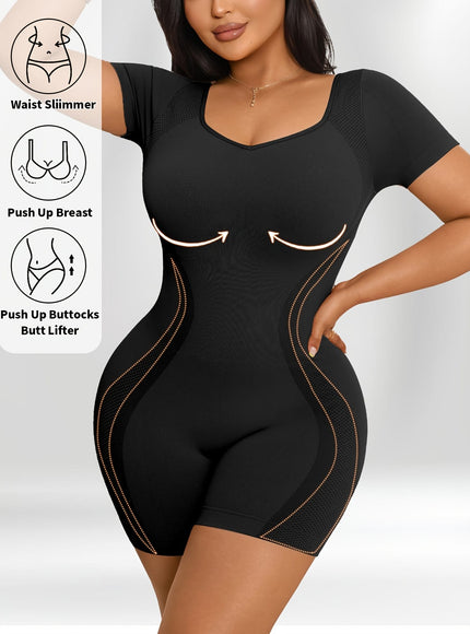 KissICON Shapewear Black / UK 24 Seamless Butt-Lifting Tummy Control Bodysuit for All-Day Confidence