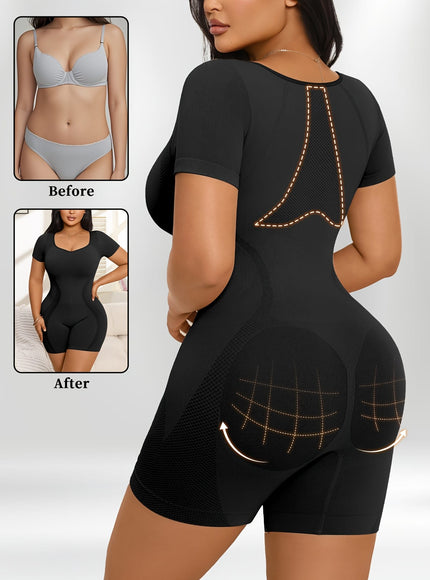 KissICON Shapewear Black / UK 24 Seamless Butt-Lifting Tummy Control Bodysuit for All-Day Confidence