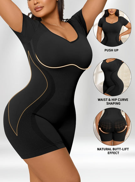 KissICON Shapewear Black / UK 24 Seamless Butt-Lifting Tummy Control Bodysuit for All-Day Confidence