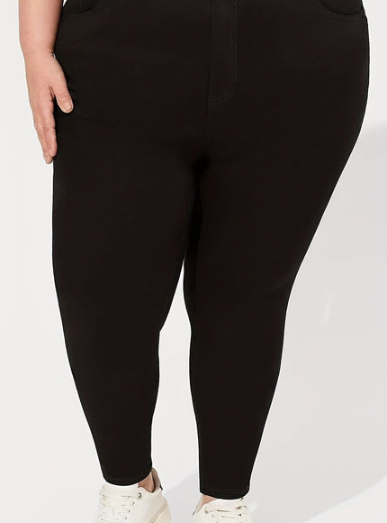 jkthpu-45 Black / UK 26 Plus Size Black Jeans 300 lbs High-Waisted Elastic