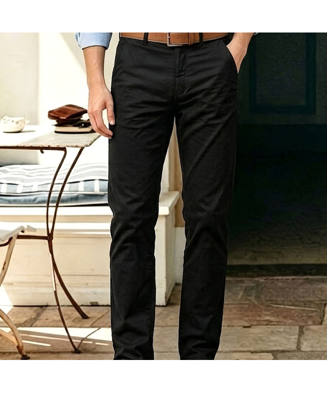 KissICON Black / UK 28 Mens AllSeason Stretch Chino Suit Trousers