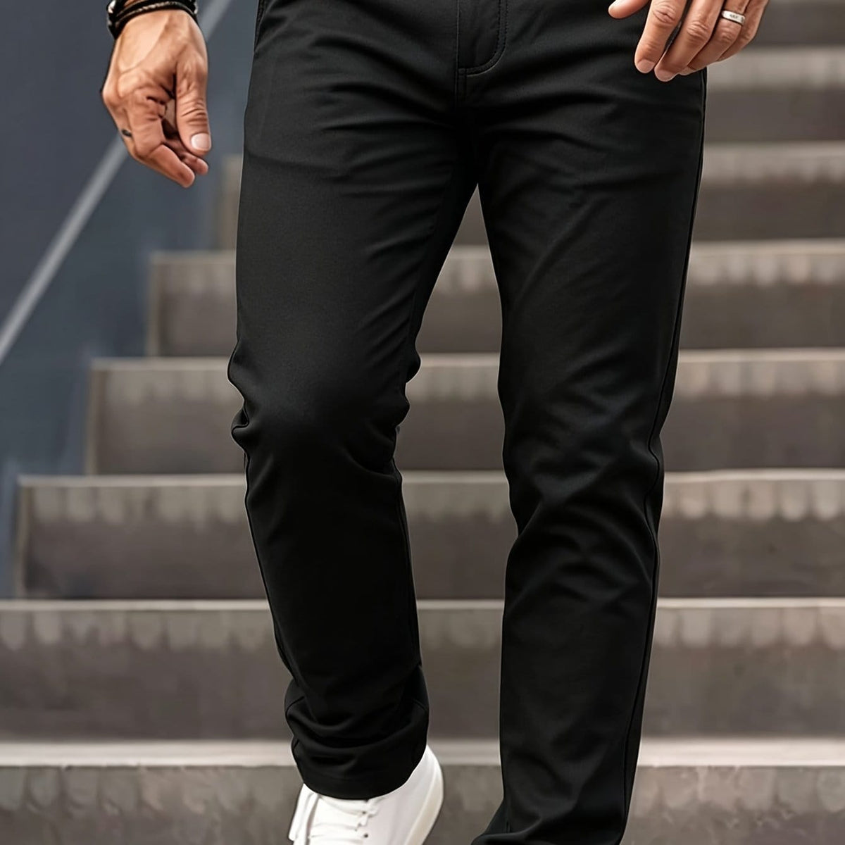 KissICON Black / UK 28 Mens Lightweight WrinkleFree Casual Dress Pants for Commuting