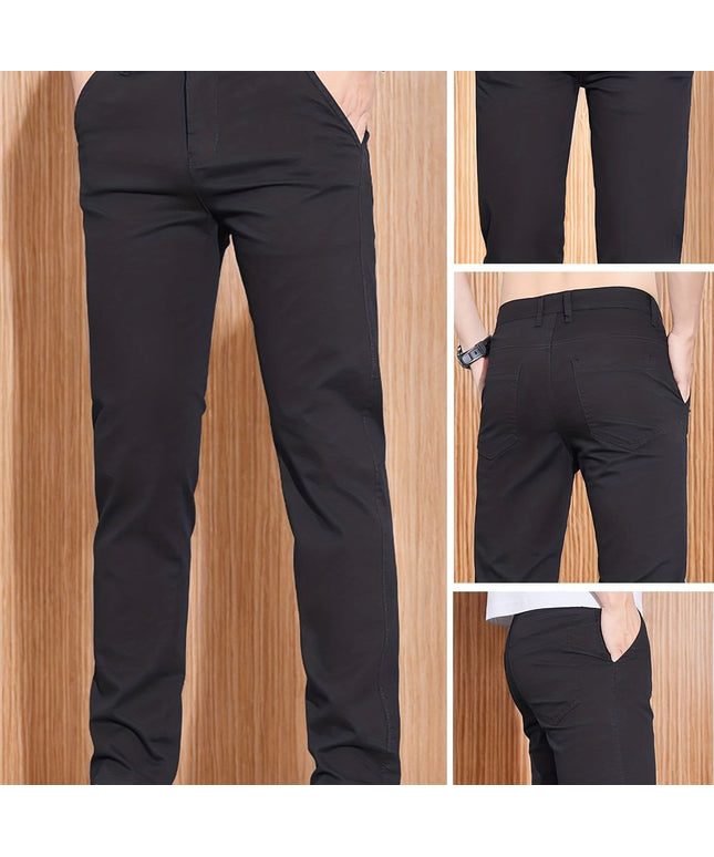 KissICON Black / UK 28 Mens Versatile Slim Straight Casual Office Suit Pants