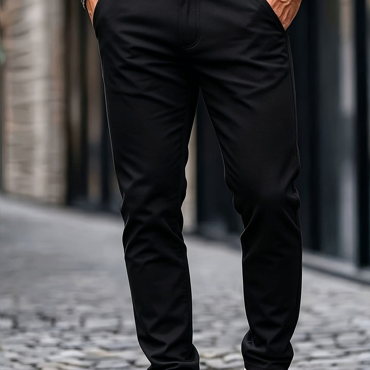 KissICON Black / UK 28 Mens WrinkleFree Loose Fit Summer Stretch Dress Pants