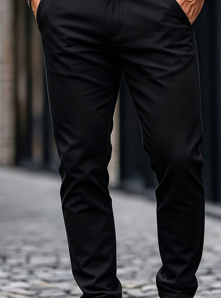 KissICON Black / UK 28 Mens WrinkleFree Loose Fit Summer Stretch Dress Pants