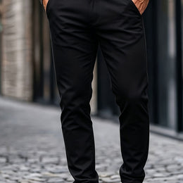 KissICON Black / UK 28 Mens WrinkleFree Loose Fit Summer Stretch Dress Pants
