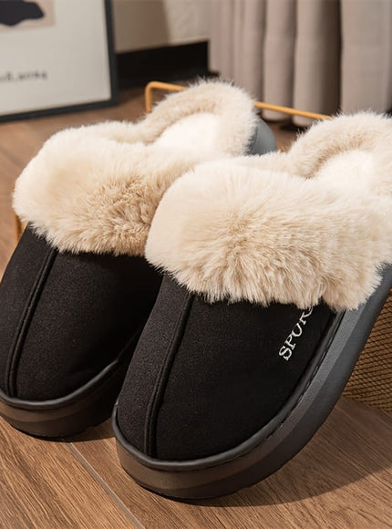 jkthpu-45 Black / UK 3.5-4 Cozy Faux Fur SlipOn Slippers for Warm IndoorOutdoor Comfort