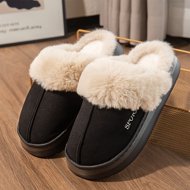 jkthpu-45 Black / UK 3.5-4 Cozy Faux Fur SlipOn Slippers for Warm IndoorOutdoor Comfort