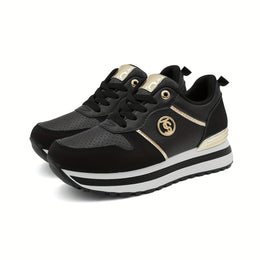 jkthpu-45 Black / UK 3.5 Chic Platform Sneakers Comfort Height Durability Grip