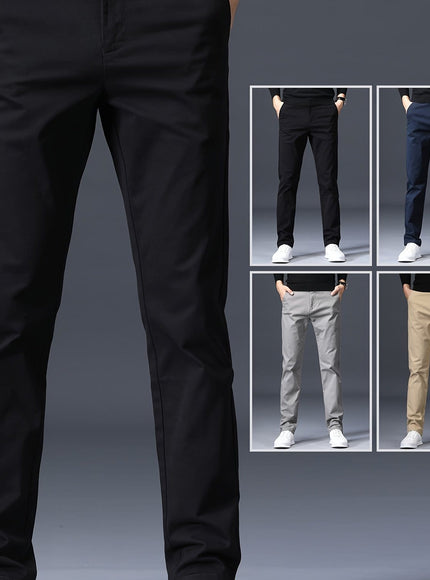 KissICON Black / UK 30 Mens Stretch Slim Fit Business Casual Pants