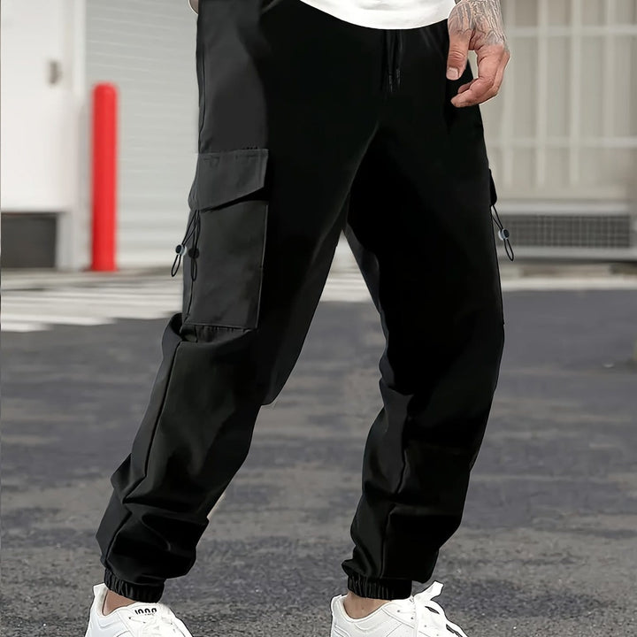 Mens MultiPocket Work  Travel Drawstring Trousers
