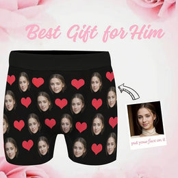 KissICON Black / UK 31 Personalized Face Boxer Briefs Custom Photo Gift for Him