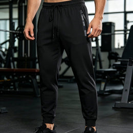 KissICON Black / UK 32 Mens Summer Lightweight Cuffed Joggers