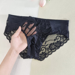 KissICON Black / UK 36 Lace Trim Mesh Briefs – Soft Highelasticity
