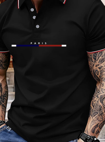 KissICON Black / UK 36 Paris Letters Classic Unisex Polo Summer Casual  Sporty