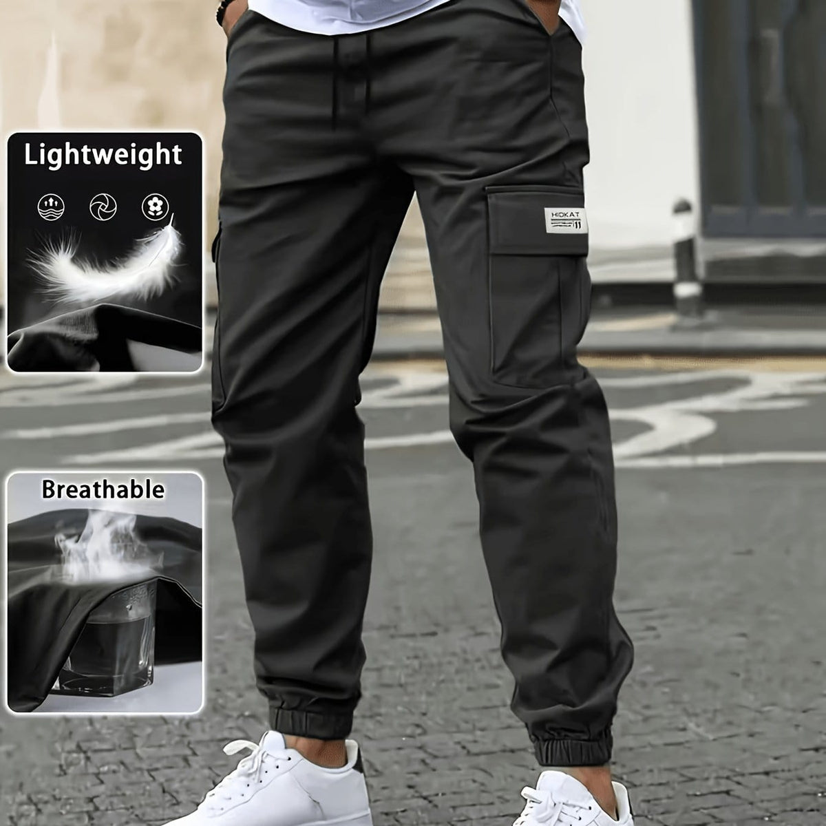 KissICON Black / UK 38 Mens MultiPocket AllSeason Cargo Pants