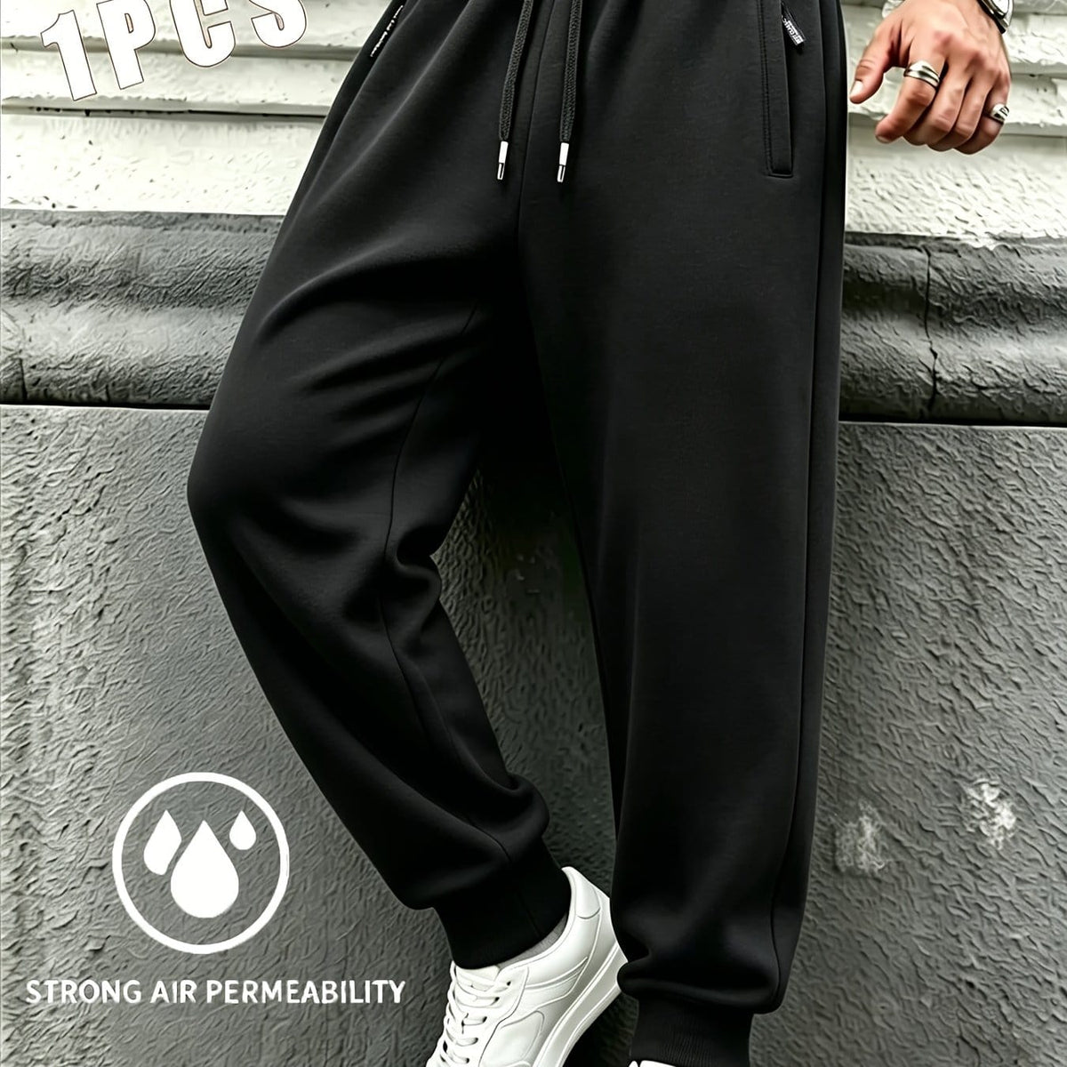 KissICON Black / UK 40-42 Yunzhonglou Mens Comfy MicroStretch Jogger Sweatpants