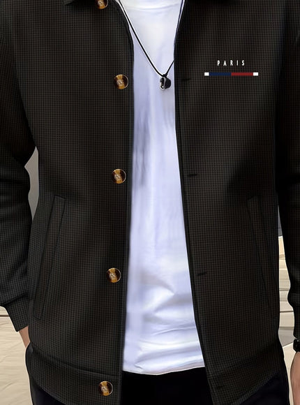 KissICON Black / UK 40 Luxury Waffle Knit Lapel Jacket Smart Casual Menswear