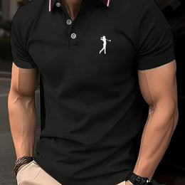 KissICON Black / UK 42 SpringSummer Mens Printed ShortSleeve Golf Shirt
