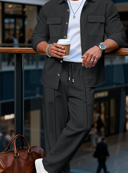 KissICON Black / UK 44 Luxury Retro Mens 2pc Lapel Jacket  Pants Set